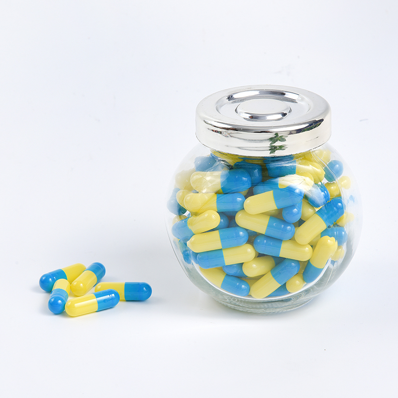 Capsules de gélatine vides de remplissage de médicaments médicinaux bleus et jaunes