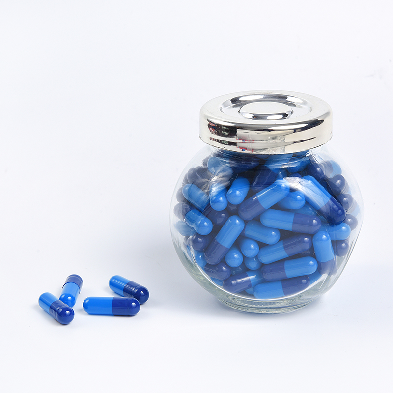 Capsules de gélatine à enrobage entérique vides bleu foncé et bleu