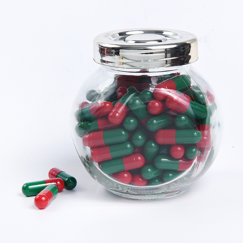 Capsules de gélatine vides comestibles rouges et vertes